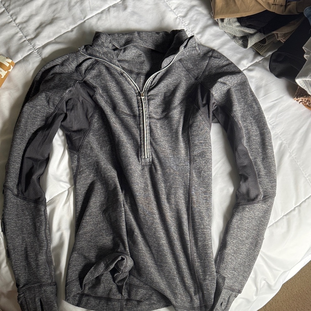 Lululemon Athletica Heather Gray Quarter-Zip Top